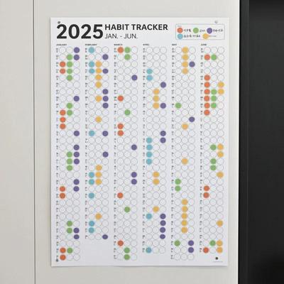 Calendário de Parede de Autodisciplina 2025: Acompanhamento de hábitos do aluno e plano de cartão perfurado simples