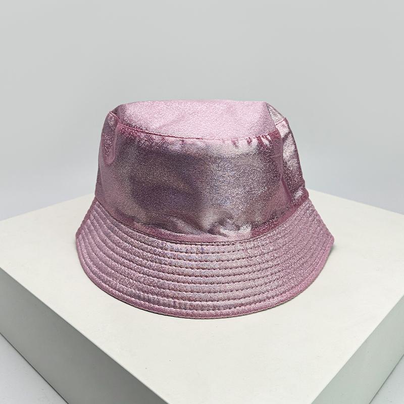 Fisherman Bucket Reflective Visibility High Color Multi Leather PU Faux Women  Men For Neutral Gender Fresh Caps Hats Double Sided Sunshade