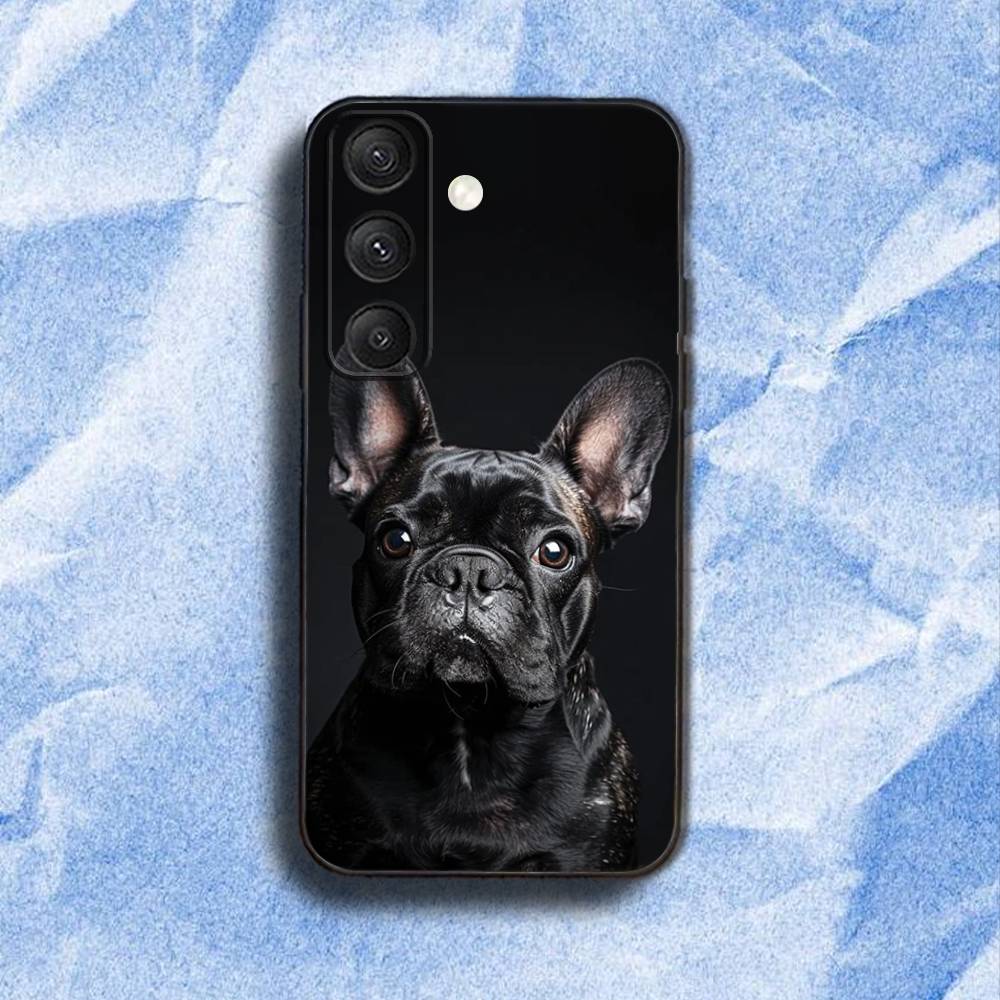 F-French B-BulldogS Dog Phone Case For Samsung S 25,24,23,22,30,21,10,9,Ultra,Plus,Lite,FE,4,5G Black Soft Case