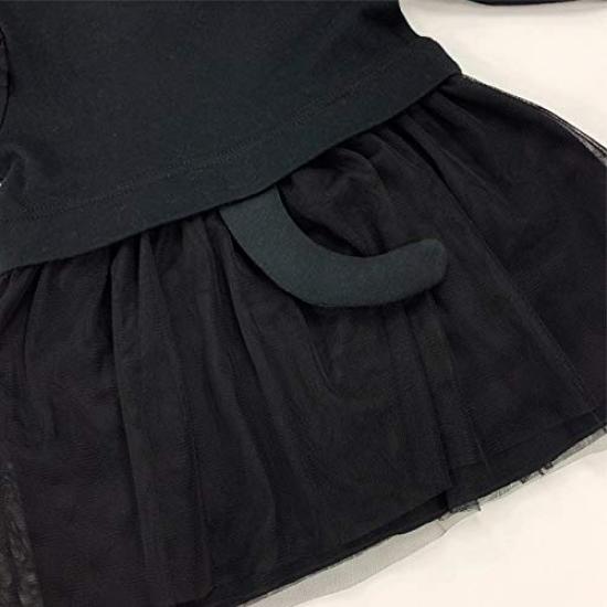 Black cat dress with cat ears and Halloween baby baby long headband, costume, clothes, girl, black, sleeves, P2294E-80-01