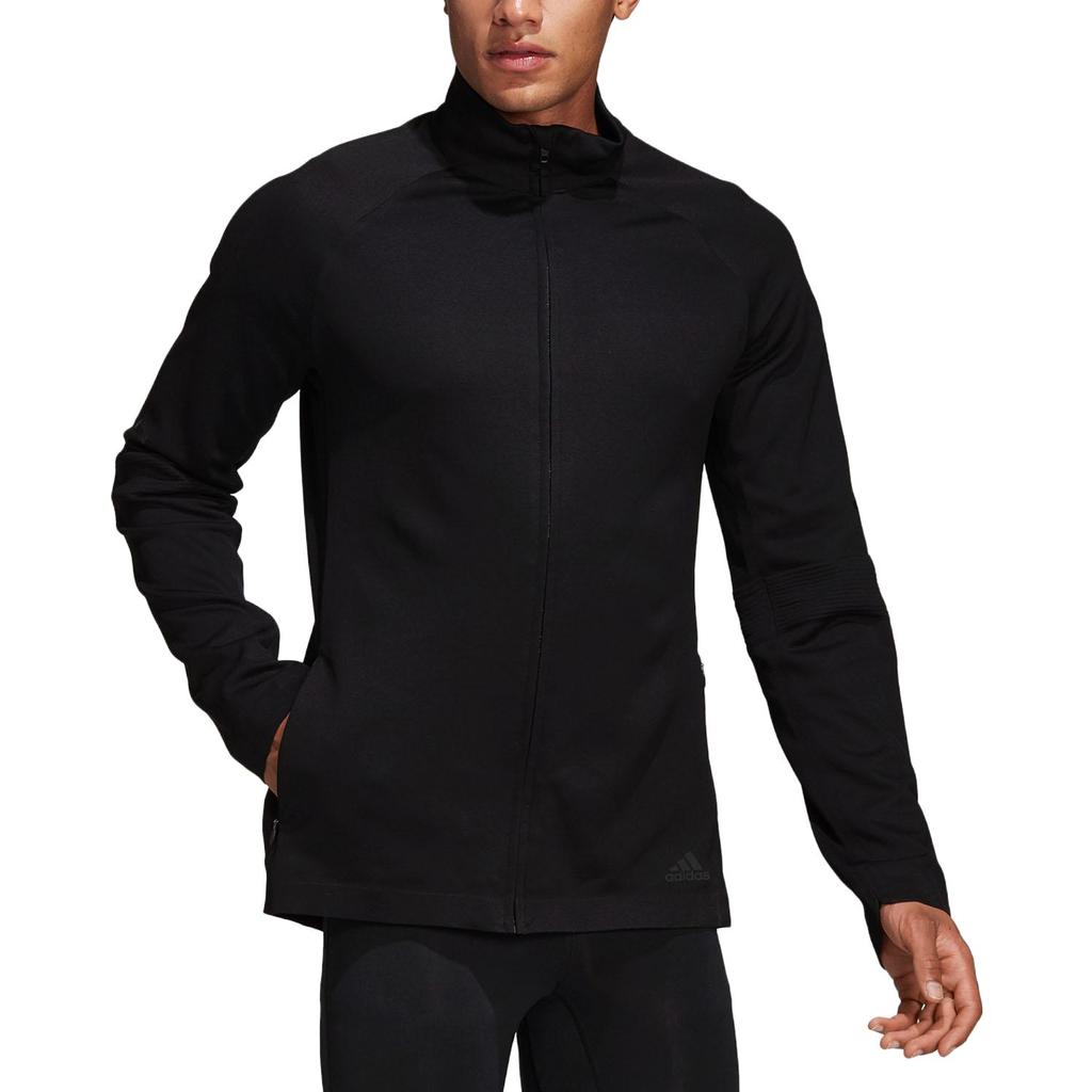 Adidas Solid Color Stand Collar Zip Jacket Men Outerwear Black CZ2256