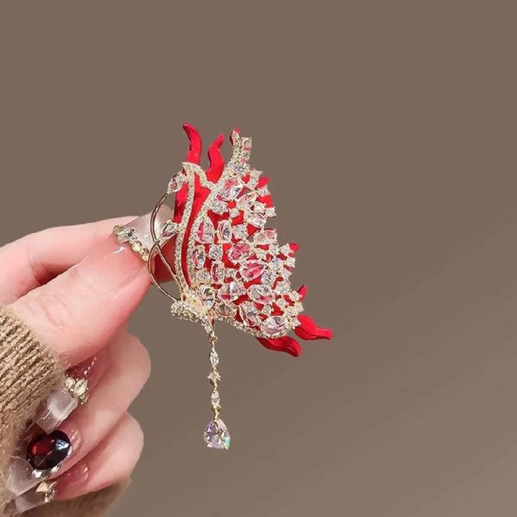 Crystal Rhinestones Butterfly Brooch Fashionable Evening Wear Lapel Pin Clothing Accessories Social Event Jewelry