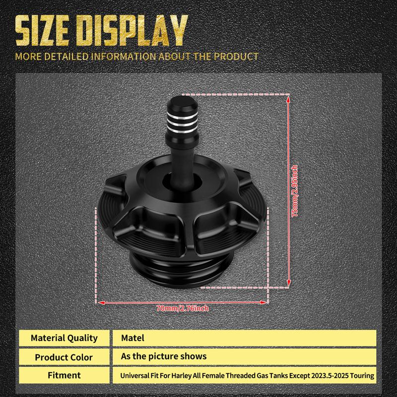 Motorcycle Vented Gas Cap Oil Fuel Tank Cover Aluminum Universal For Harley All Female Threaded Gas Tanks Except Touring 23.5-25