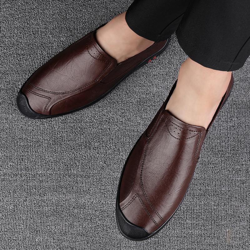 Leather Shoes for Men Casual Male Soft Sole Comfortable Shoes Slip-On Men Driving Shoes