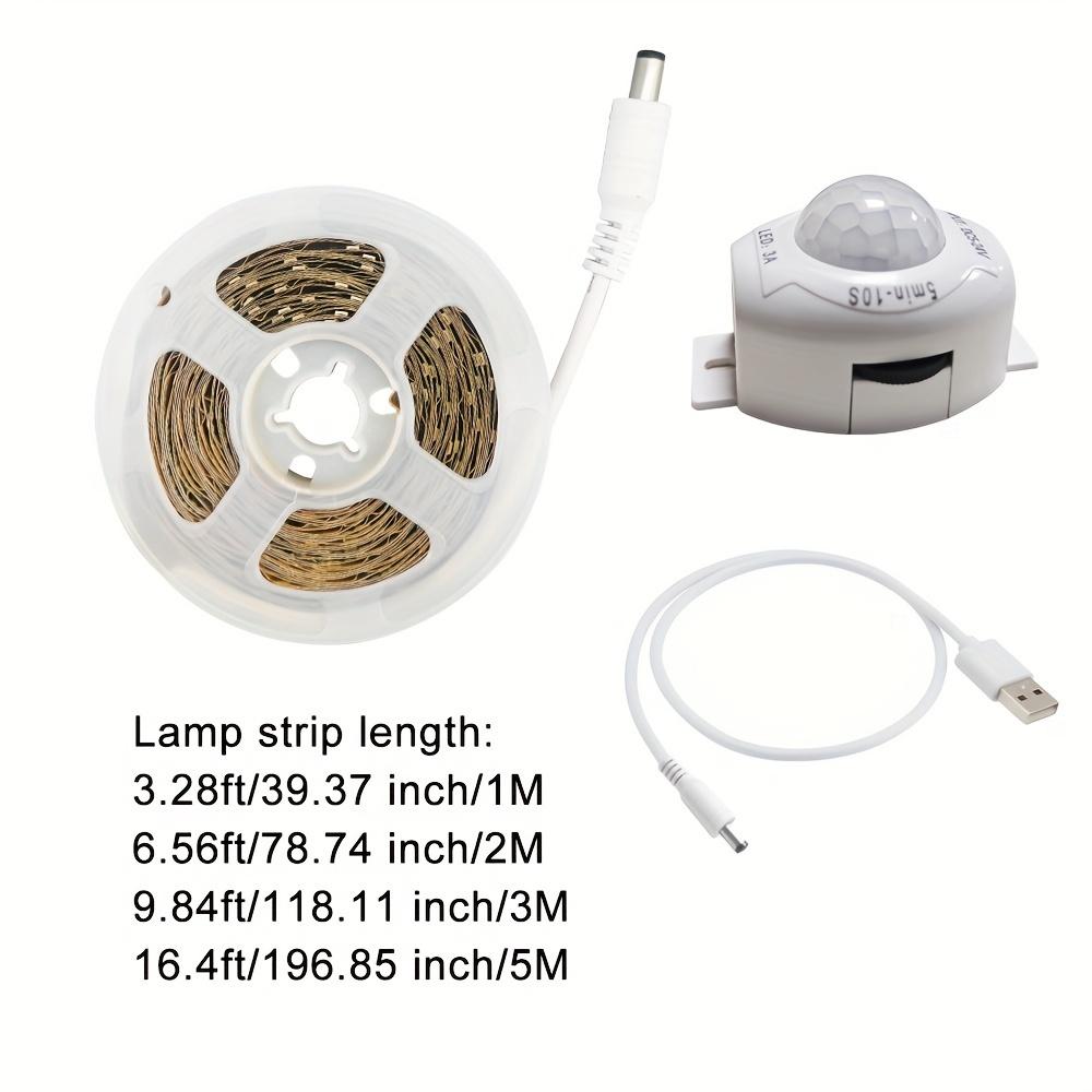 גליל של סרט LED עם חיישן תנועה, אור גוף עם חיישן תנועה לבן חם DC5V, פס גמיש באורך 3.28 רגל עד 16.4 רגל למדרגות, מסדרונות, מראות, ארונות
