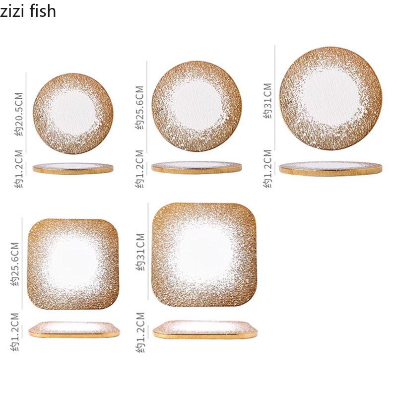 Farfurie ceramică creativă cu model de piatră mată aurie, farfurie pentru friptură, farfurie pentru desert, farfurii pentru sushi, bucătărie moleculară, veselă pentru hotel