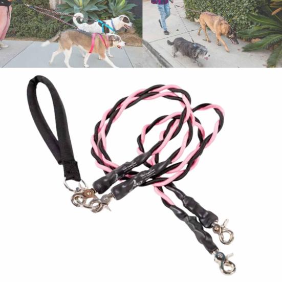 Double Bungee Dog Leash 360-degree Swivel Tangle-Free Dual Dog Leash Shock Absorbing