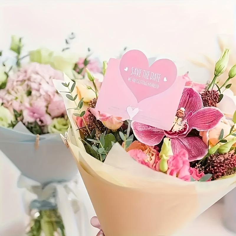 240pcs Plastic Heart-Shaped Flower Card Holders Tabletop Display Stands for Cards Photos Citrus Flowers Weddings Valentine'S Day