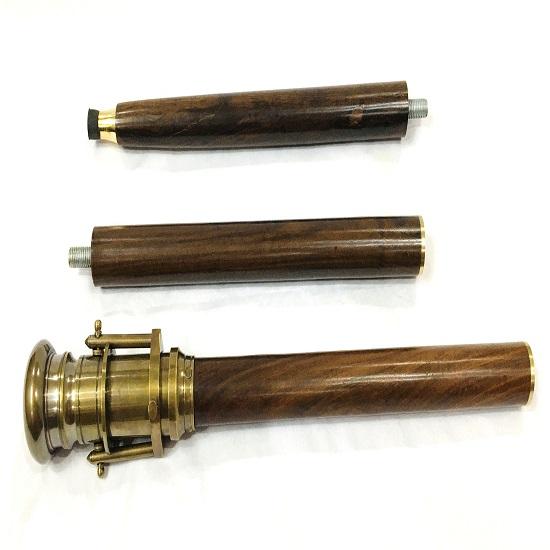 Antique Cane Telescope with Wooden Cane - Brown Wooden Telescopic Cane Handle