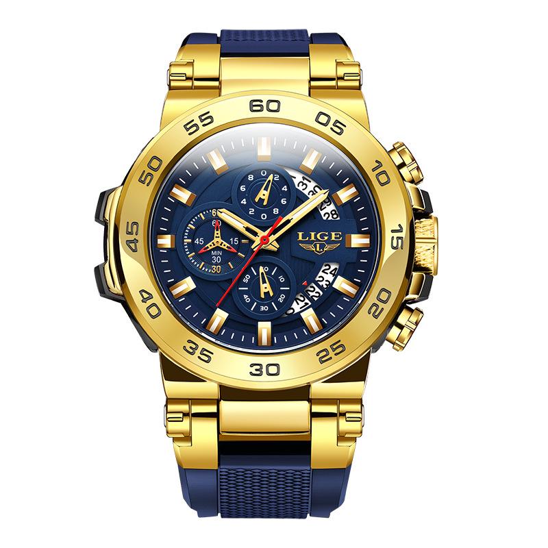 LIGE Men's Multifunctional Waterproof Quartz Chronograph Watch