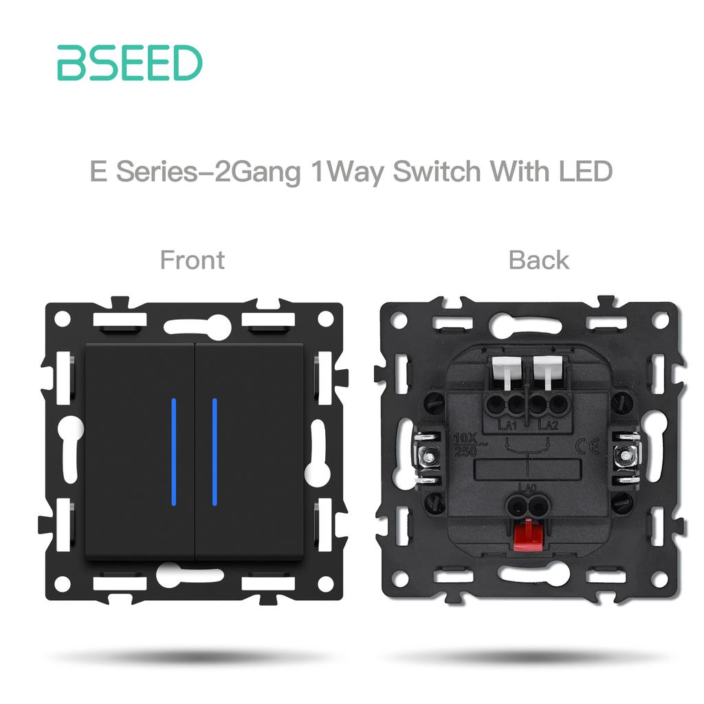 BSEED Switch DIY Modules Light Switch Parts Black Glass/Plastic Frame DIY Combination Wall Sockets TV CAT6 USB-C Charge Key