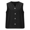 Women's Fashion Color Button Summer Loose V-neck Sleeveless Casual T-shirt Vest Top