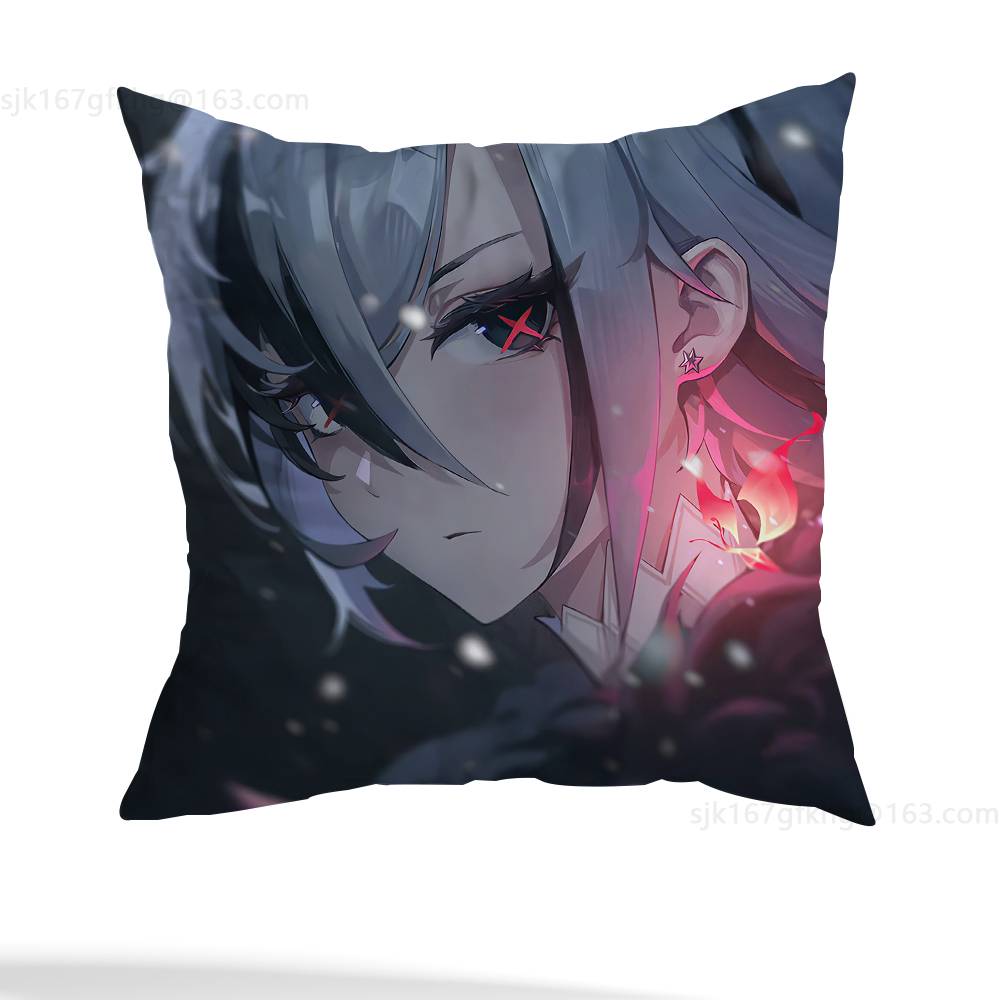 Arlecchino Genshin Impact Kissenbezug Milbenabweisender Kissenbezug Unsichtbarer Reißverschluss Seidig kurzer Plüsch Sofakissenbezug