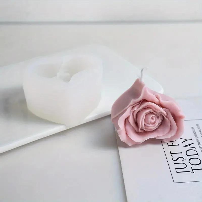 2Pcs 3D Love Rose Candle Silicone Mold DIY Heart Flower Candle Making soap Resin mold Chocolate Valentine Gift Crafts