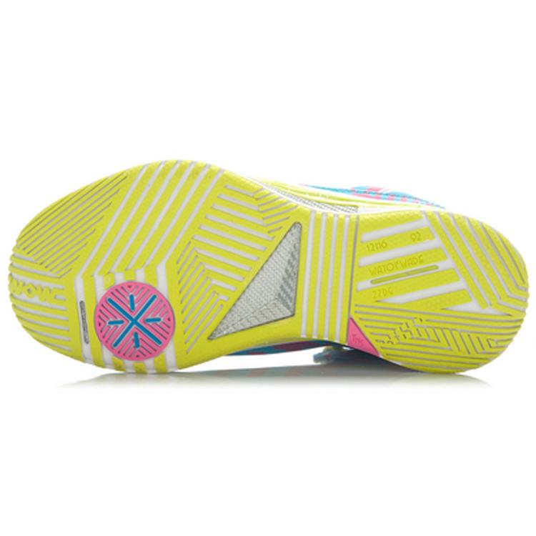 Li Ning WOW 2 Trendy Slip Resistant, Abrasion Resistant, Rebound Low top Basketball Shoes Men's Blue Pink White ABAH017-16