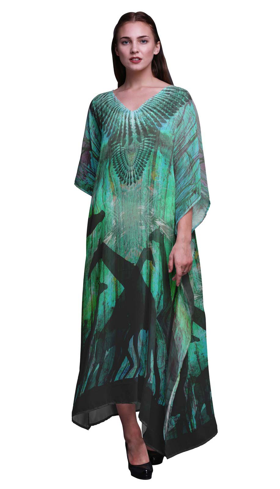 

Phagun Giraffe Jungle Womens Long Beach Kaftan Beachwear Bikini Coverup Maxi S-L м ята зелений колір
