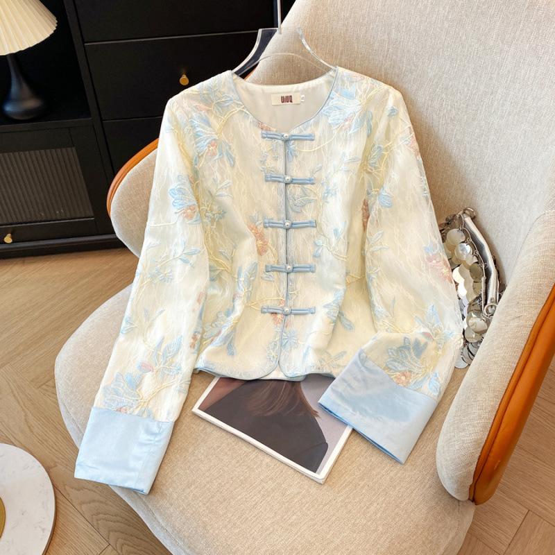 

Silk Embroidered Retro Plus Size Long Sleeve Jacket - Flaw Concealer & Age Reducer Medium
