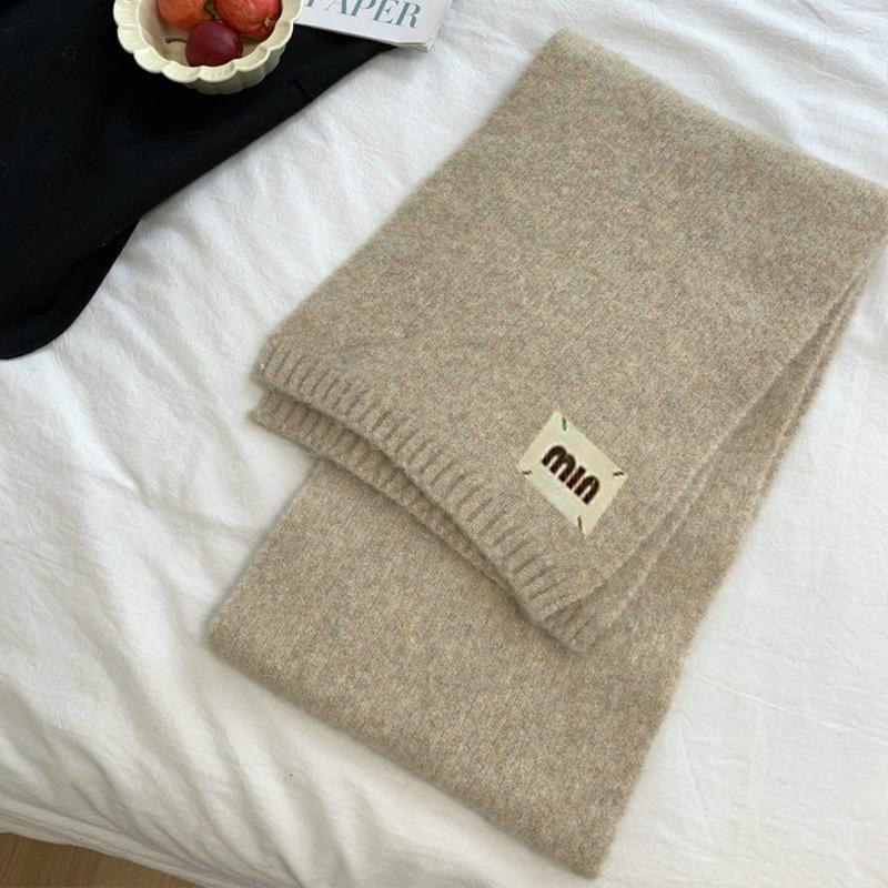 190G Wool Solid Color Knitted Scarf Female Students Autumn And Winter Warm Simple Fluffy Versatile Shawl