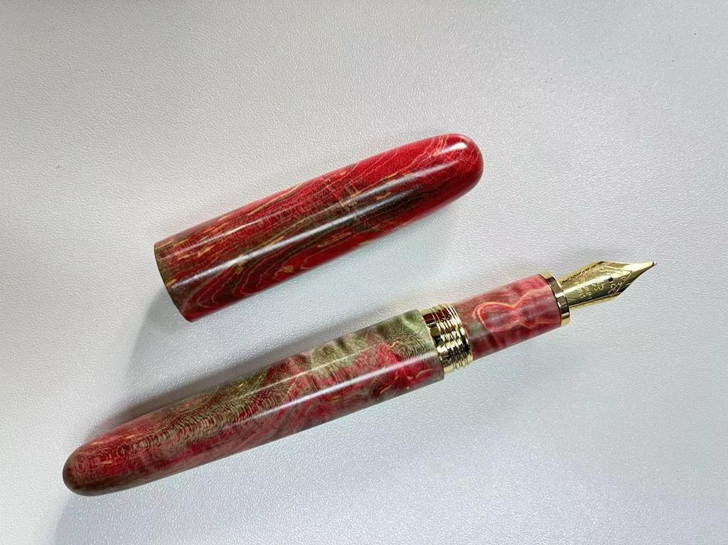 Handmade LacquerJinhao Pattern Stabilized Wood Fountain Pen Long Knife Nib Ink Pen School Office Supplies Students Writing Gift