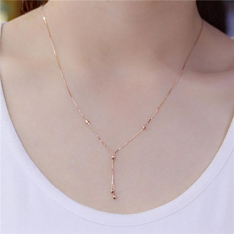 Purple Gold Rose Gold Fashionable Simple Snake Bone Fringed Necklace Color Gold Set Chain Collarbone Chain