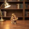 Layered Wood Art Fairy Tale Little Boy and Fox Wooden Figurine, Rustic Desktop Statue, Artistic Carved Holiday Decorations Sculpture Ornament
