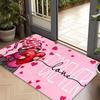 Curious Elf Welcome Floor Mat, Flannel Material, Durable Carpet, Valentine's Day Themed Interior Decor