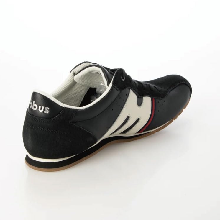Mobus Leather Genuine Walking Functional Rostock Men's Sneakers, Leather, Sports, Casual, Shoes, Archwave, Insole, (Black/Cream, 27-Point Measurement,