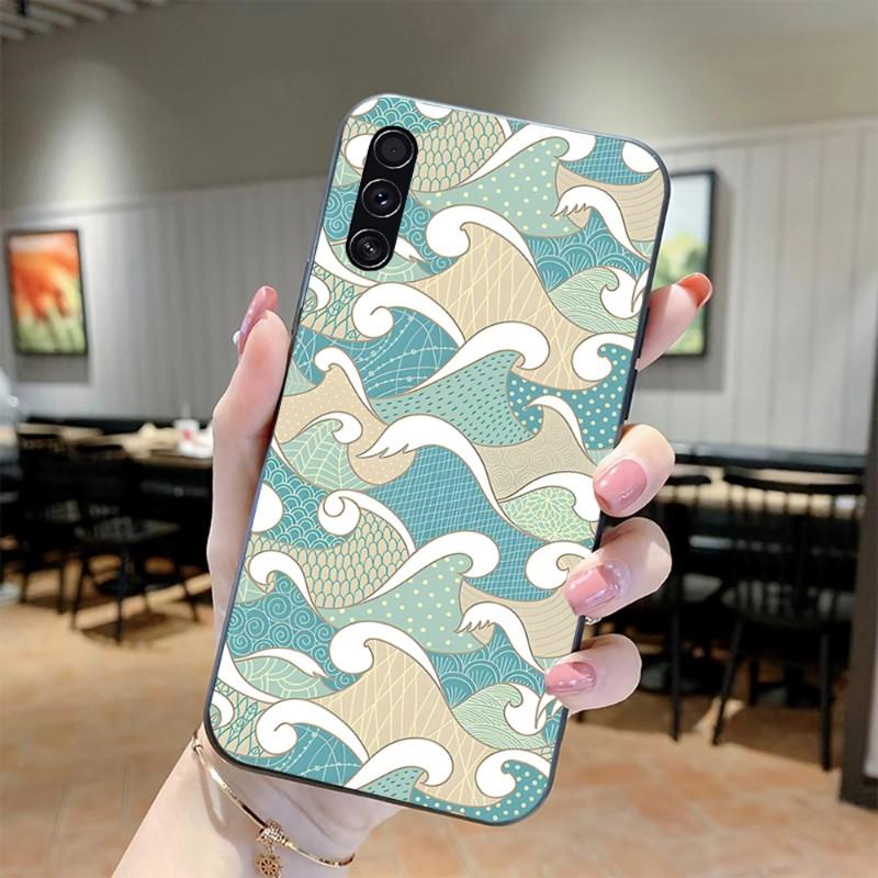 

Чехол для телефона с цветочной текстурой в японском стиле для Realme GT 2 9i 8i 7i Pro X50 X2 C35 C21 C20 C11 C3, мягкий черный чехол для телефона Realme C3