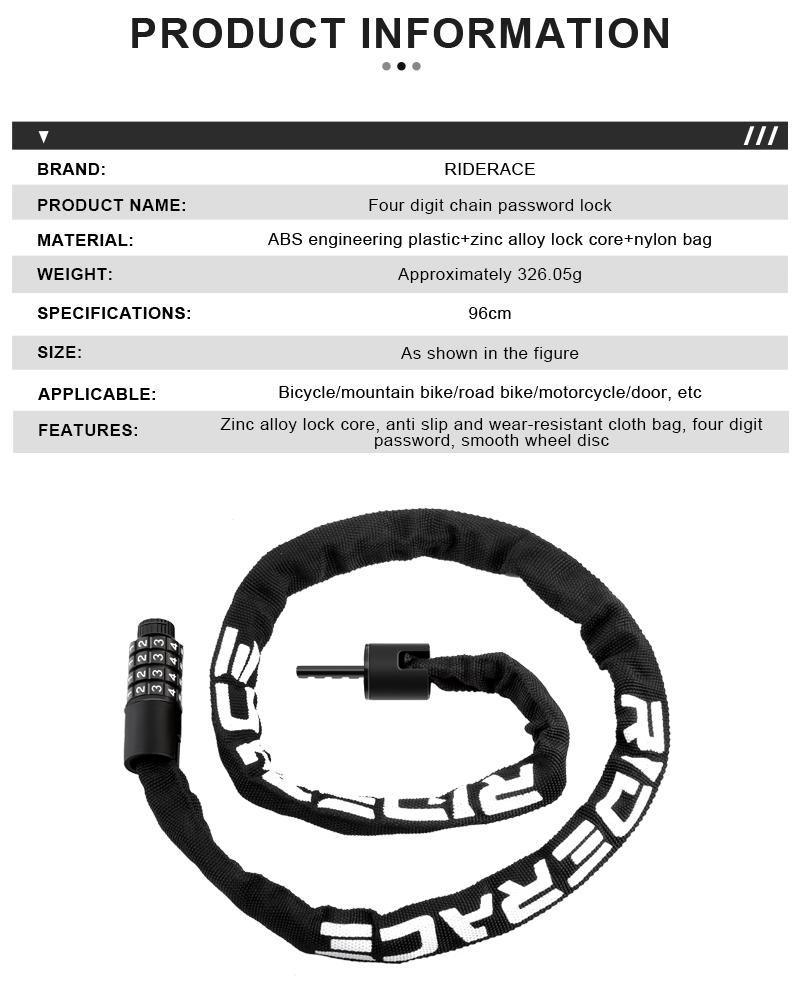 Bicycle Chain Lock Anti-Theft High Security Reinforced Bike Lock For Scooter Electric E-Bike Motorcycle Cycling Accessories