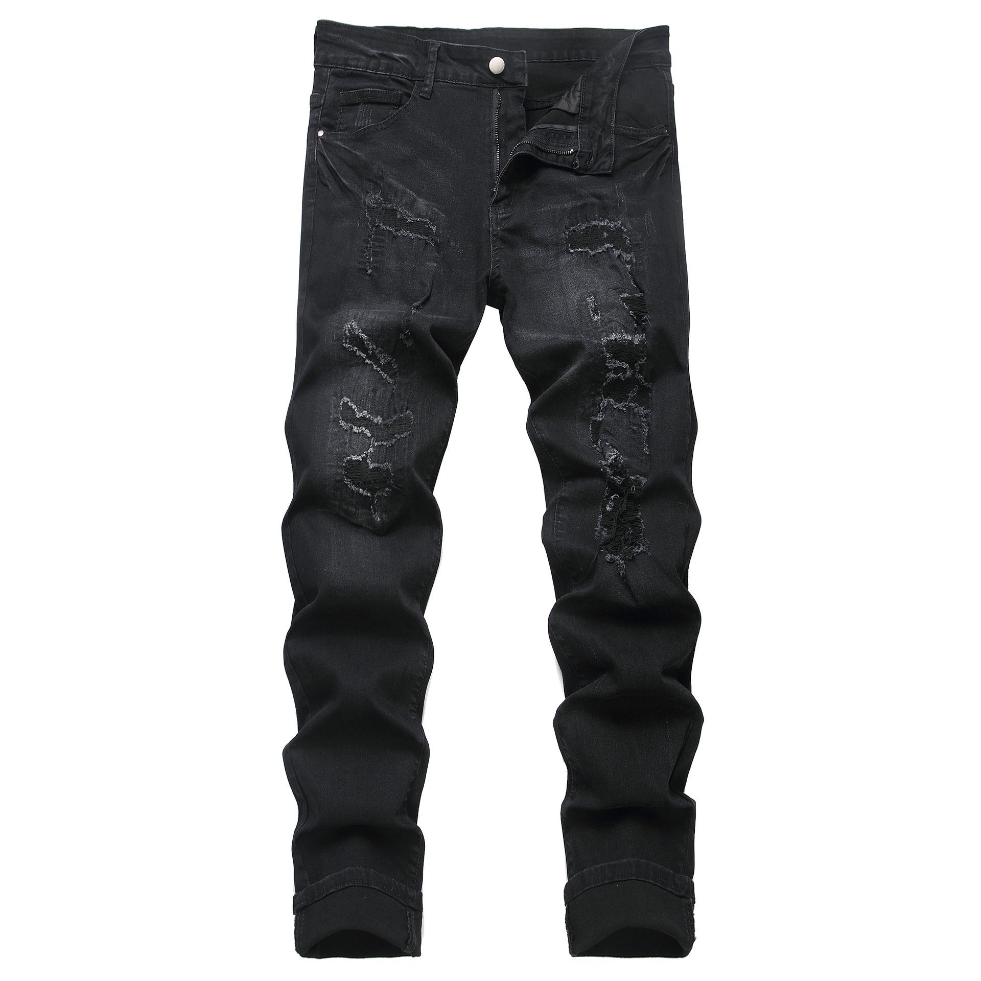 

Трендовые мужские джинсы-стрейч с рваными заплатками Size 40