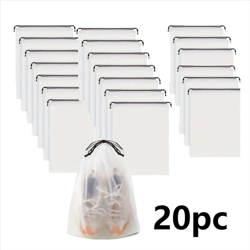 10/20/50pcs Portable Shoe Storage Drawstring Storage Bags Sundries Travel Makeup Bag Waterproof Transparent Plastic Storage Bags
