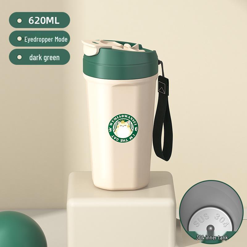 High-Value Portable Straw Cup with Lanyard, 304 Stainless Steel, Ideal for Cola and Coffee, Great Gift