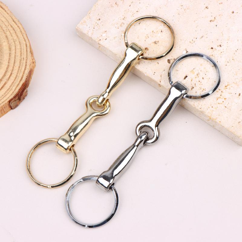 Horse Bits Hollow Jointed Mouth Snaffle Bits Keychain Alloy Keychain Single Connector Horse Bit Key Knot Snaffle Bits Keychain