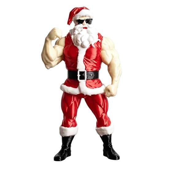 Holiday Party Decorations Strong Muscles Santa Claus Ornament, Muscle Lines And Beard Decor, 3D Printed Funny Creative Statues Christmas Decoration