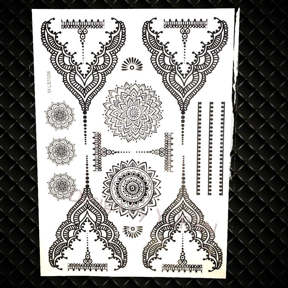 Black Women Forest Boho Wolf Lion Totem Tattoos Stickers Girls Henna Mandala Floral Fake Tatto Temporary Lotus Custom Arm Tattoo