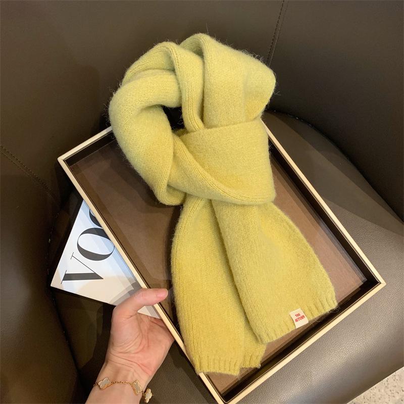 Winter Sunshine Solid Color Knit Scarf - Warm and Versatile for Men and Women, Ideal for Autumn and Winter