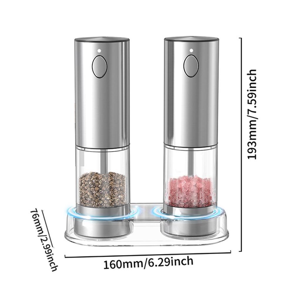 Automatic Salt Pepper Mill Adjustable Coarseness Electric Spice Mill LED Light Spice Seasoning Bottle BBQ Accessories
