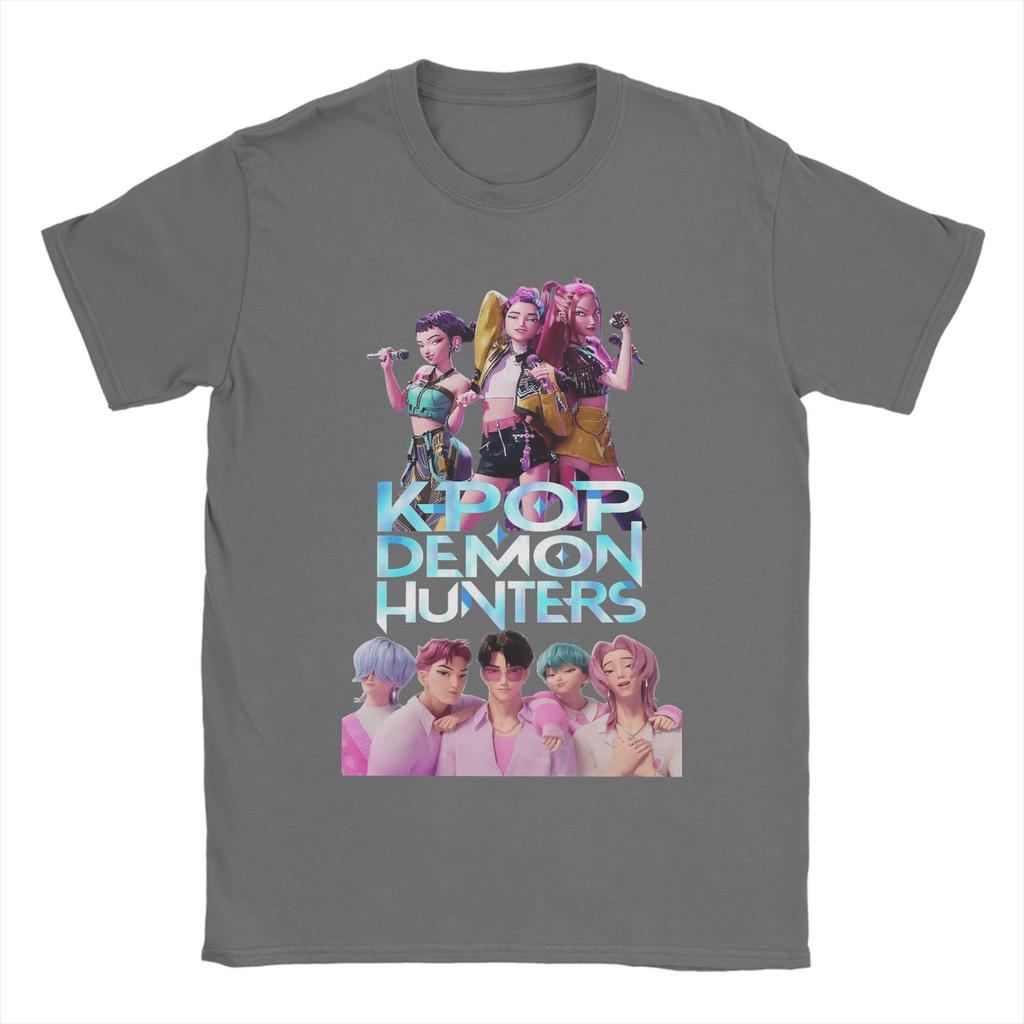 KPop Demon Hunters T-Shirt for Men Saja Boys Fan Gifts Vintage 100% Cotton Crewneck Short Sleeve T Shirts Unique Clothing