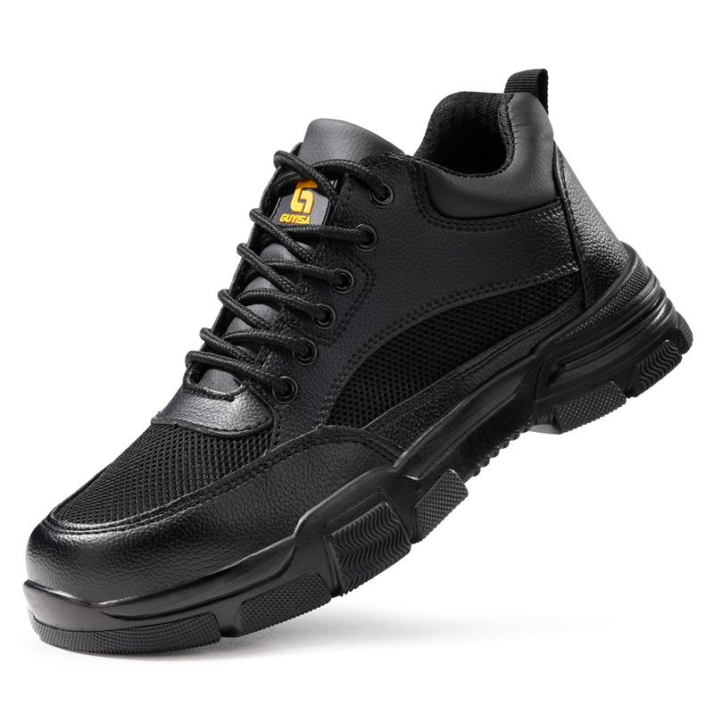 

Модная Лоскутная Кожа Мужская Защитная Рабочая Обувь Защита от Гвоздей Стальной Подносок Неразрушимые Строительные Ботинки Мужская Обувь 38