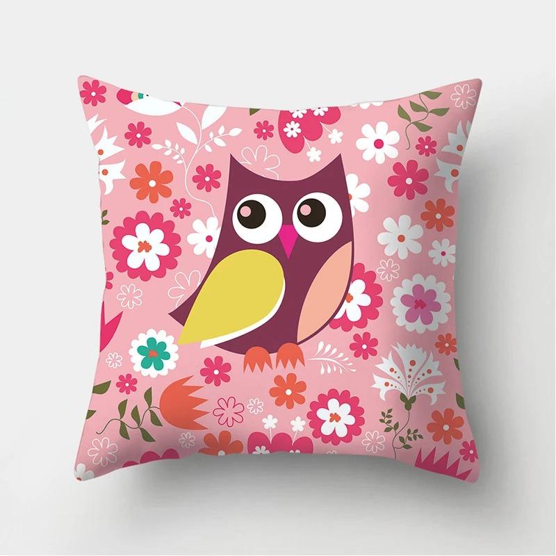 Owl Flower Decorative Pillowcase Living Room Office Home Pillowcase Car Ornaments