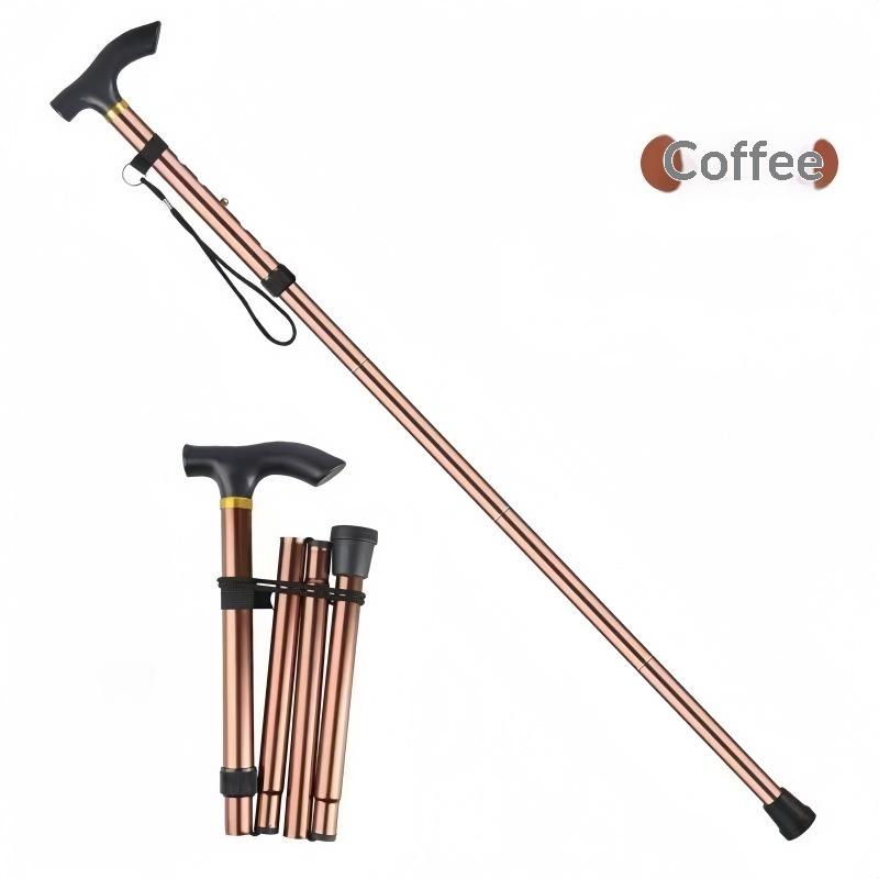 Foldable Telescopic Aluminum Alloy Trekking Pole Lightweight Multifunctional Elderly Hiking Walking Stick