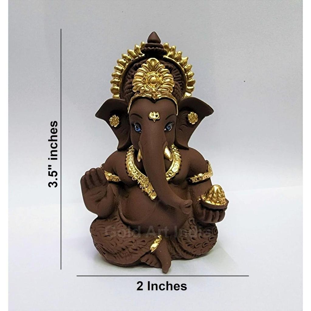 Braunes Terrakotta-Idol für Ganesh-Idol für Armaturenbrett-Gott Ganesha-Idol für Heimdekoration Ganpati zum Verschenken 3,5 Zoll (Braunes Terrakotta), Idol