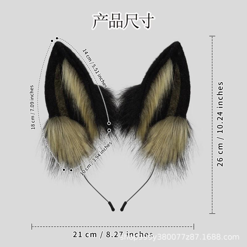 Faux Fur Fox Ears Headband Cosplay Accessory Anime Conventions Unisex Animal Costume Hair Band