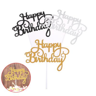 10 Stück glitzerndes Papier „Happy Birthday“-Kuchenaufsatz, Cupcake-Dessert-Dekoration