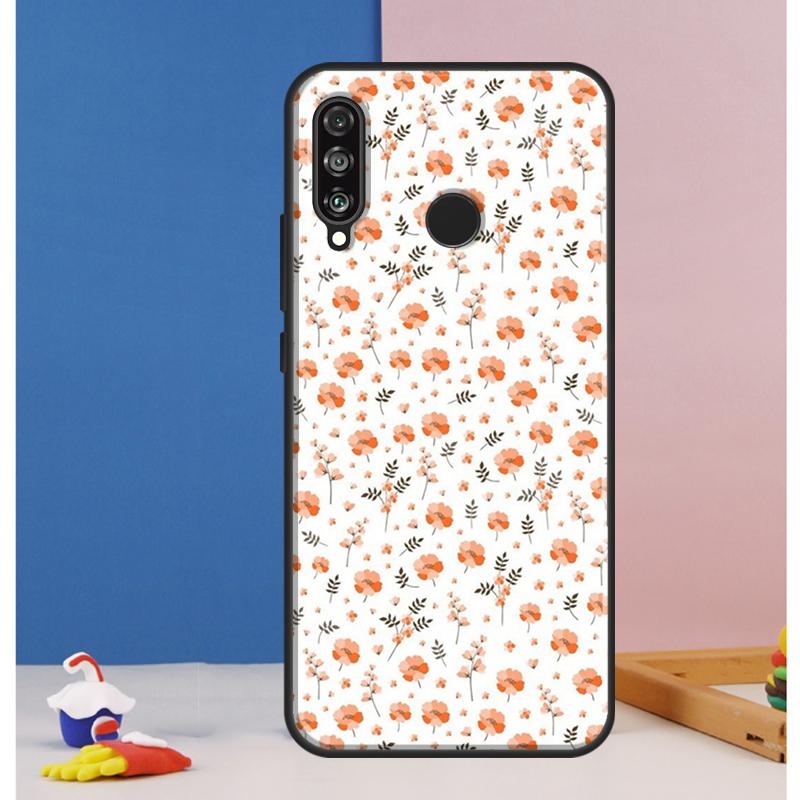 

Orange Flower Pattern Case For Huawei Nova 12i 11i 8i 7i 12s Y73 Y70 Y90 Y60 Y72 Y61 Y91 9 10 SE P40 Lite P30 Pro Huawei Nova 7i