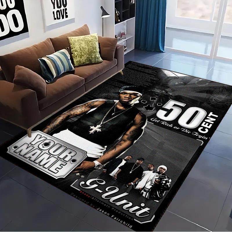 Name Custom 50 cent Carpet Rug for Living Room Bedroom Home Sofa Decoration,Kids play Non-slip Floor Mat