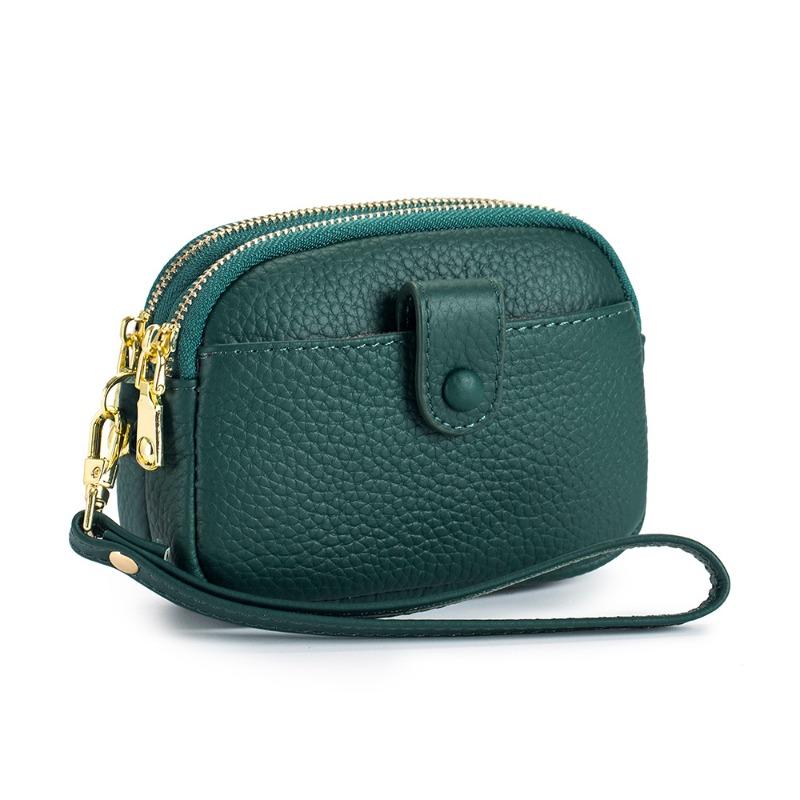 New Mini Change Bag Women's Leather Large Capacity Double Zipper Storage Bag Multi-functional Small Wallet Clutch Bag