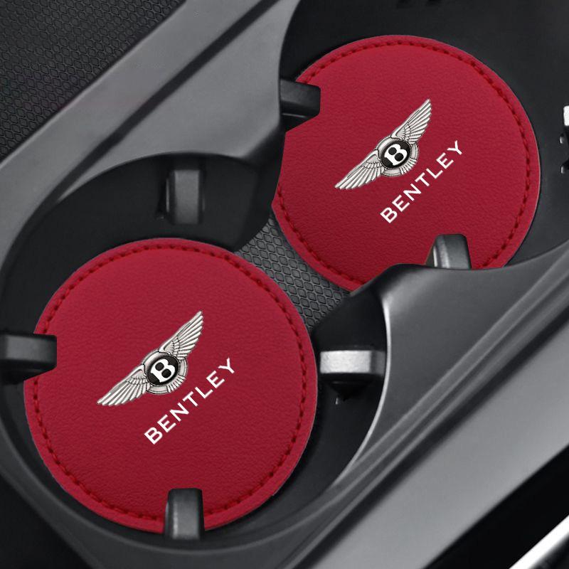 2Pcs Car Interior Coaster Water Cup Bottle Holder Anti-slip Pad Mat for New Bentley Flying Spur Continental GT Bentayga Mulsanne