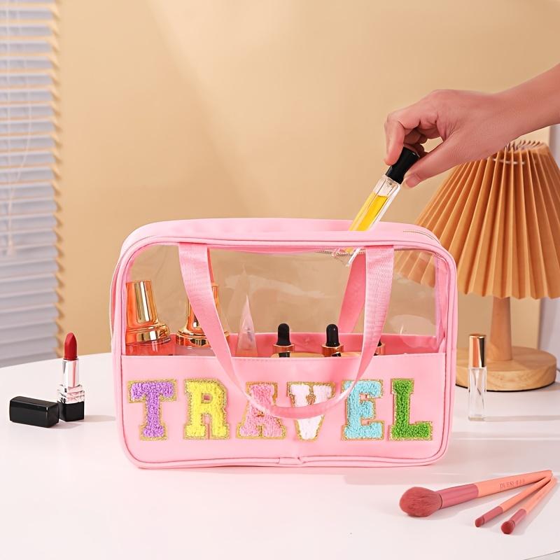 Motivo Lettere, Borsa da Toilette Fashi da Viaggio, Organizer Portatile Manuale per Trucco, Alta Capacità, con Adattamento Universale per il Campeggio