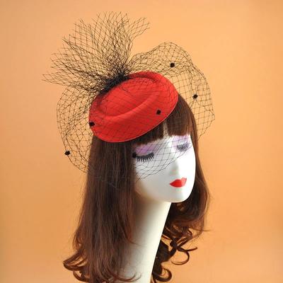 Černý závoj Malý cylindr Vlasové doplňky Retro Vlněný materiál Pokrývka hlavy Nevěsta Čelenka Šperky